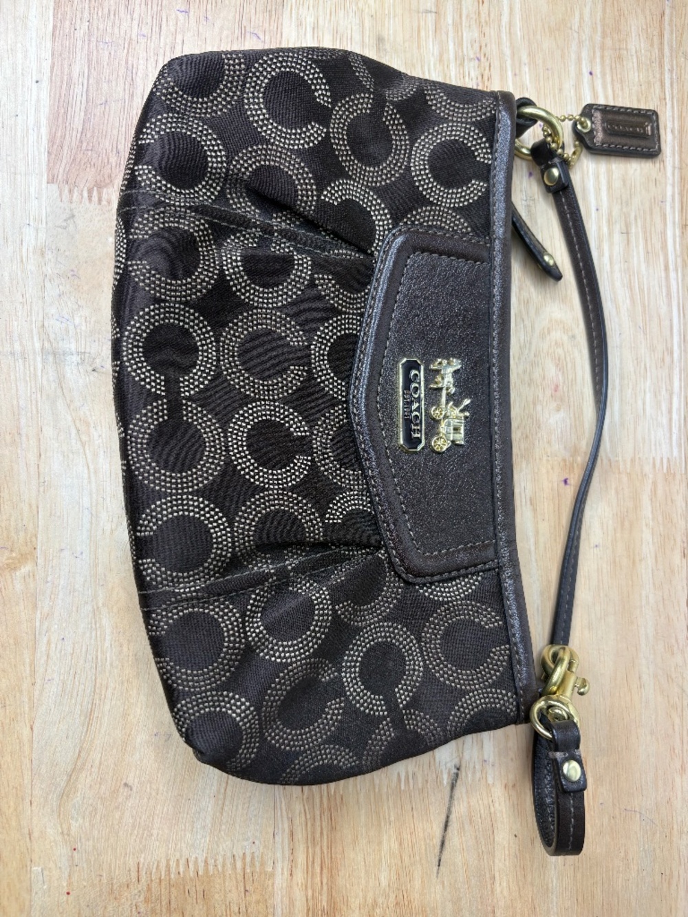 Y2K Coach Brown Jacquard Gold Tone